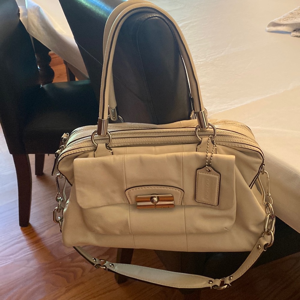 Coach Kristin 14782 Cream Leather Satchel Purse Bag - Picture 7 of 16